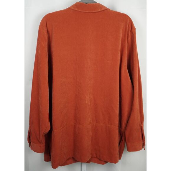 Alfred Dunner Rust Sueded Button Down Long Sleeved Shirt with Stitching Detail - Picture 4 of 7
